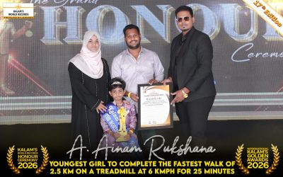 Youngest Girl to Complete the Fastest Walk of 2.5 Km on a Treadmill at 6 Kmph for 25 Minutes
