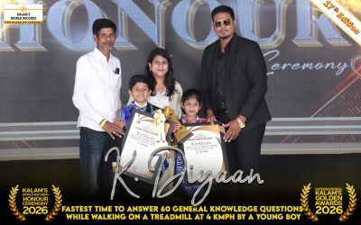 Fastest Time to Answer 60 General Knowledge Questions While Walking on a Treadmill at 4 Kmph by a Young Boy