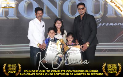 Youngest Girl to Complete Continuous Painting and Craft Work on 10 Bottles in 57 Minutes 38 Seconds