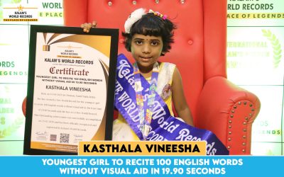 Youngest Girl to Recite 100 English Words Without Visual Aid in 19.90 Seconds