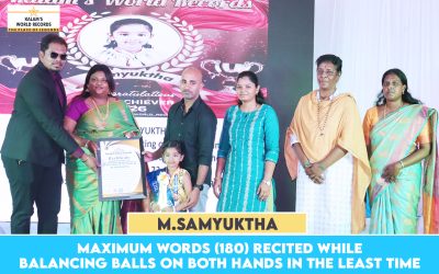 Maximum Words (180) Recited While Balancing Balls on Both Hands in the Least Time