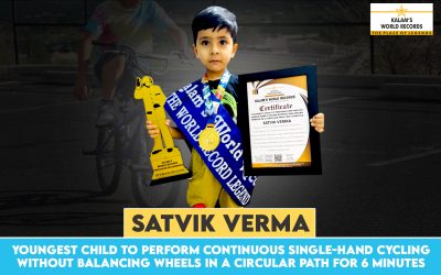 YOUNGEST CHILD TO PERFORM CONTINUOUS SINGLE-HAND CYCLING WITHOUT BALANCING WHEELS IN A CIRCULAR PATH FOR 6 MINUTES