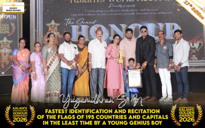 FASTEST IDENTIFICATION AND RECITATION OF THE FLAGS OF 195 COUNTRIES AND CAPITALS IN THE LEAST TIME BY A YOUNG GENIUS BOY