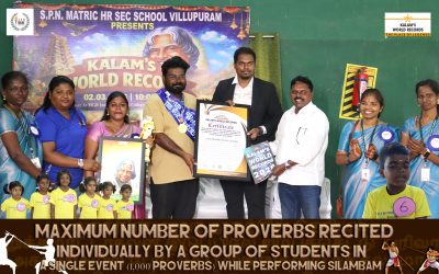 MAXIMUM NUMBER OF PROVERBS RECITED INDIVIDUALLY BY A GROUP OF STUDENTS IN A SINGLE EVENT (1,000 PROVERBS) WHILE PERFORMING SILAMBAM