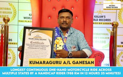 LONGEST CONTINUOUS ONE-HAND MOTORCYCLE RIDE ACROSS MULTIPLE STATES BY A HANDICAP RIDER (988 KM IN 12 HOURS 25 MINUTES)