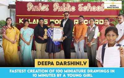 FASTEST CREATION OF 100 MINIATURE DRAWINGS IN 10 MINUTES BY A YOUNG GIRL