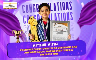 YOUNGEST CHILD TO RECITE 50 QUESTIONS AND ANSWERS ABOUT MARINE CREATURES IN THE LEAST TIME