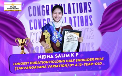 LONGEST DURATION HOLDING HALF SHOULDER POSE (SARVANGASANA VARIATION) BY A 12-YEAR-OLD