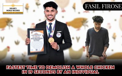 FASTEST TIME TO DEMOLISH A WHOLE CHICKEN IN 19 SECONDS BY AN INDIVIDUAL
