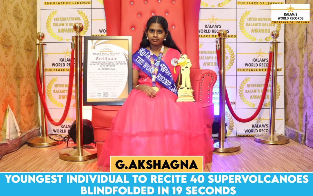 Youngest Individual to Recite 40 Supervolcanoes Blindfolded in 19 Seconds