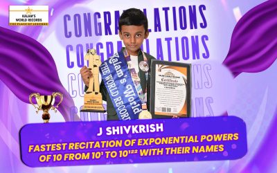 FASTEST RECITATION OF EXPONENTIAL POWERS OF 10 FROM 10¹ TO 10¹²² WITH THEIR NAMES