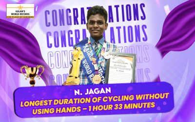 LONGEST DURATION OF CYCLING WITHOUT USING HANDS – 1 HOUR 33 MINUTES