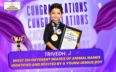 Most 210 Different Images of Animal Names Identified and Recited by a Young Genius Boy