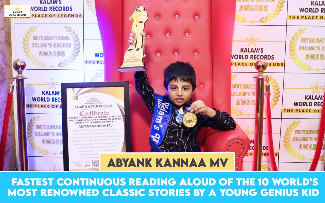 FASTEST CONTINUOUS READING ALOUD OF THE 10 WORLD’S MOST RENOWNED CLASSIC STORIES BY A YOUNG GENIUS KID