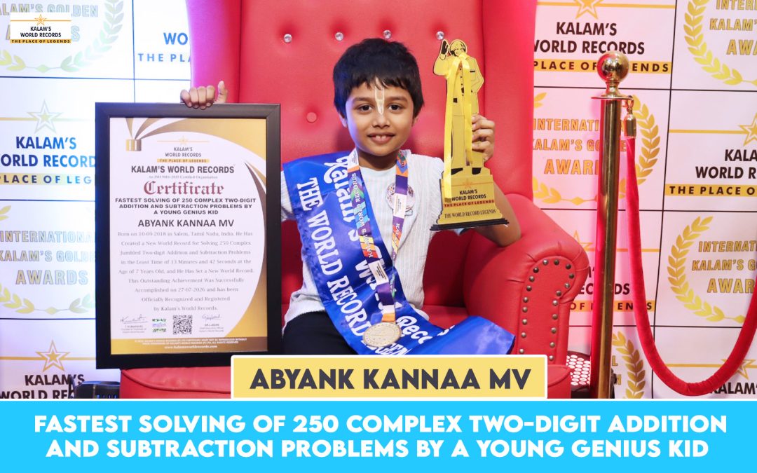 FASTEST SOLVING OF 250 COMPLEX TWO-DIGIT ADDITION AND SUBTRACTION PROBLEMS BY A YOUNG GENIUS KID