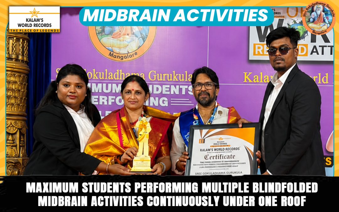 MAXIMUM STUDENTS PERFORMING MULTIPLE BLINDFOLDED MIDBRAIN ACTIVITIES CONTINUOUSLY UNDER ONE ROOF