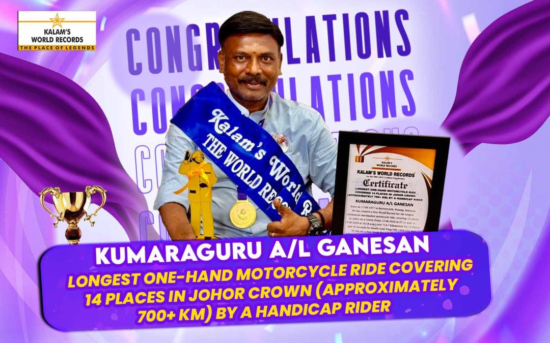 LONGEST ONE-HAND MOTORCYCLE RIDE COVERING 14 PLACES IN JOHOR CROWN (APPROXIMATELY 700+ KM) BY A HANDICAP RIDER