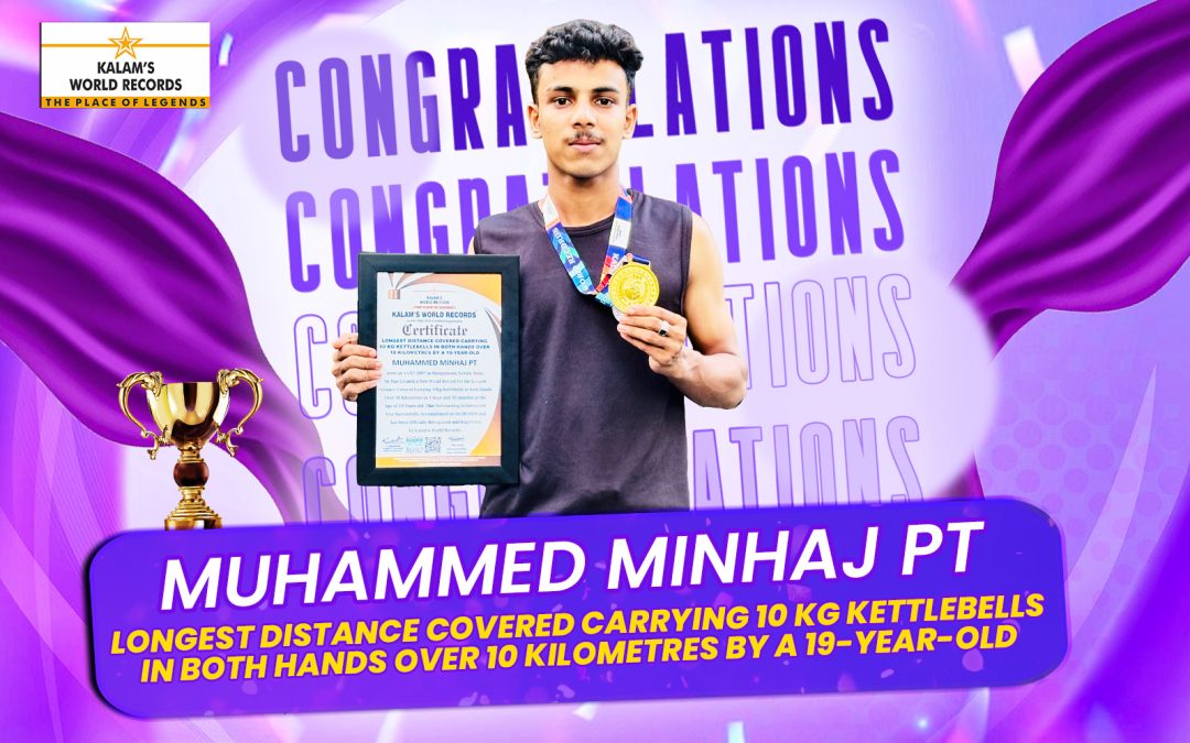Longest Distance Covered Carrying 10 Kg Kettlebells in Both Hands Over 10 Kilometres by a 19-year-old