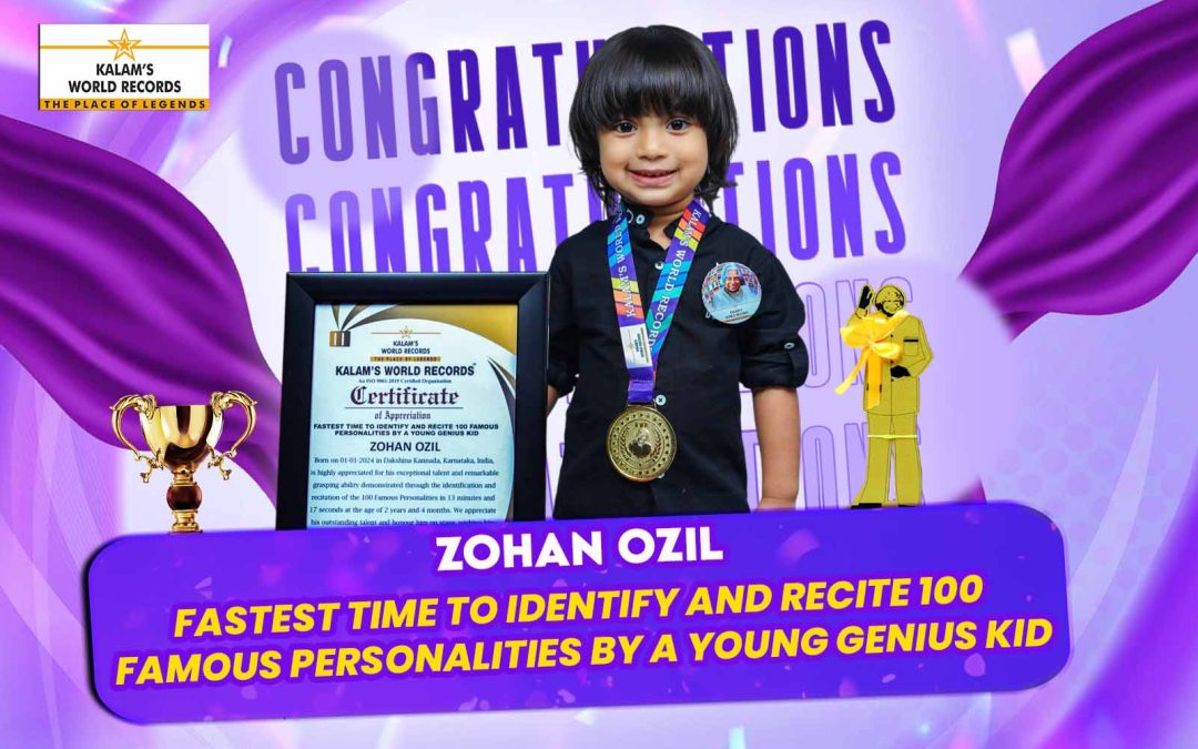 FASTEST TIME TO IDENTIFY AND RECITE 100 FAMOUS PERSONALITIES BY A YOUNG GENIUS KID