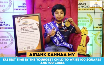 Fastest Time by the Youngest Child to Write 100 Squares and 100 Cubes