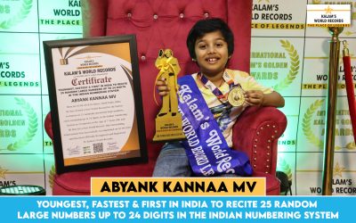 Youngest, Fastest & First in India to Recite 25 Random Large Numbers Up to 24 Digits in the Indian Numbering System