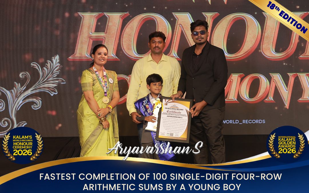 Fastest Completion of 100 Single-digit Four-row Arithmetic Sums by a Young Boy