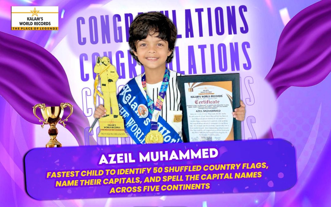 Fastest Child to Identify 50 Shuffled Country Flags, Name Their Capitals, and Spell the Capital Names Across Five Continents