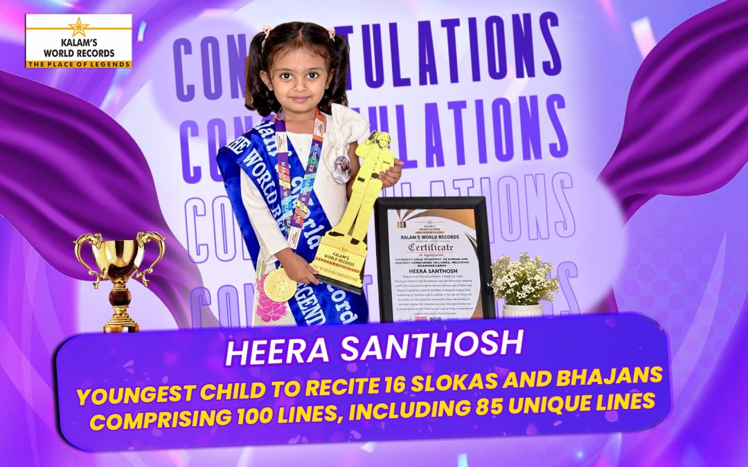 Youngest Child to Recite 16 Slokas and Bhajans Comprising 100 Lines, Including 85 Unique Lines