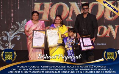 World’s Youngest Certified Black Belt Holder in Karate (&) Youngest Child to Play 20 Songs Using 5 Different Musical Instruments in 44 Min (&) Youngest Child to Complete 1,000 Karate Hand Punches in 8 Minutes and 32 Seconds