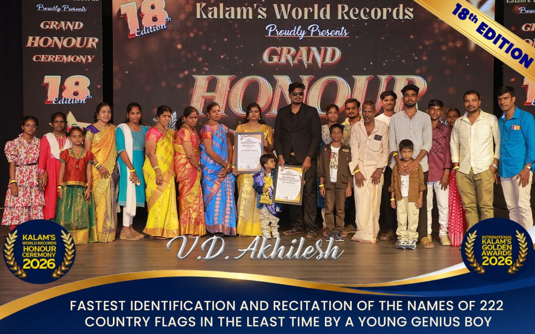 Fastest Identification and Recitation of the Names of 222 Country Flags in the Least Time by a Young Genius Boy