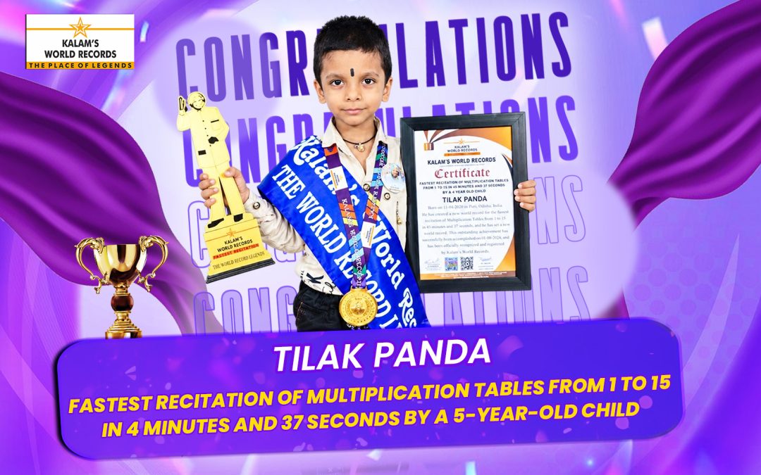 Fastest Recitation of Multiplication Tables From 1 to 15 in 4 Minutes and 37 Seconds by a 5-year-old Child