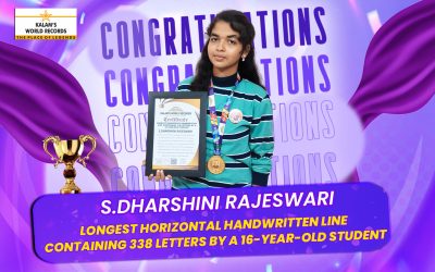 Longest Horizontal Handwritten line Containing 338 Letters by a 16-Year-Old Student