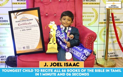 Youngest Child to Recite All 66 Books of the Bible in Tamil in 1 Minute and 06 Seconds